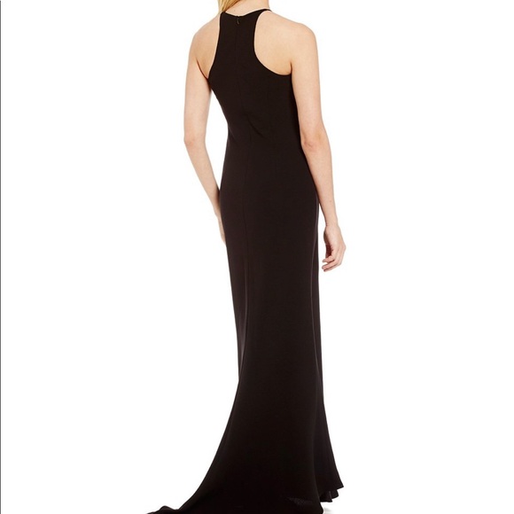 Calvin Klein Navy Crepe Halter Gown - Picture 3 of 4